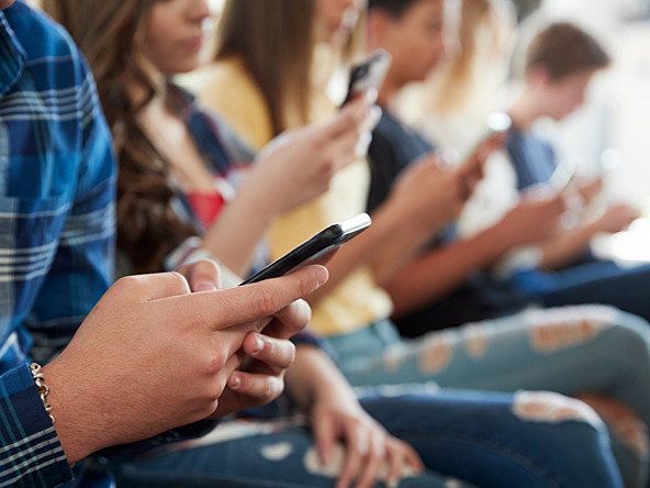 Children on mobile phones